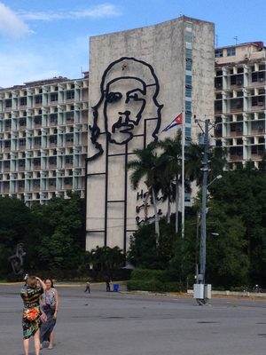 Also visible from Plaza de Revolucion is the face of Che...